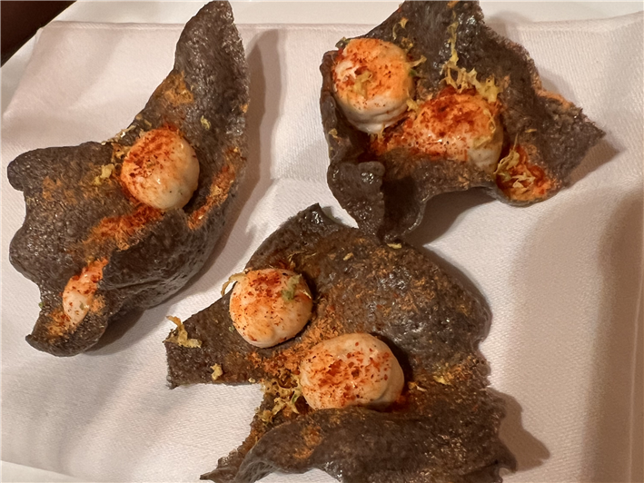 squid ink cracker canapes